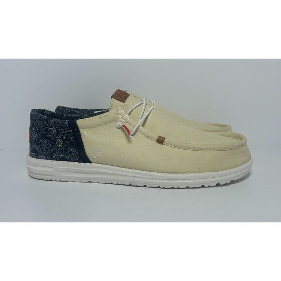HEYDUDE Wally Funk Mono Shade Paisley Cream and Blue Sneakers Men\'s Size 14 US main image 3